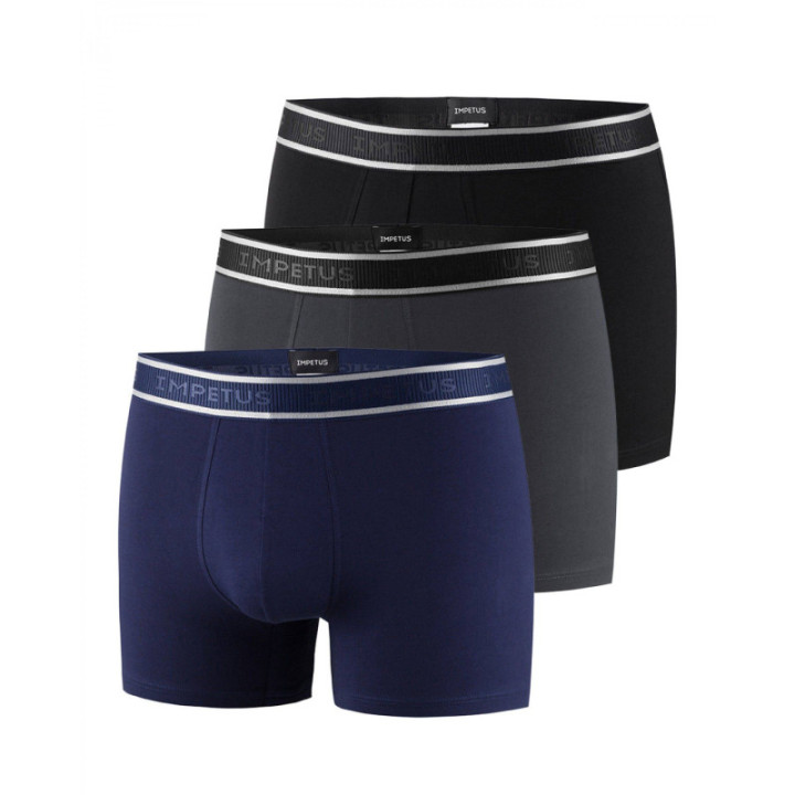 IMPETUS 3 PACK BOXERS COTTON STRETCH REF.: P230021 ΜΑΥΡ0-ΓΚΡΙ ΑΝΘΡΑΚΙ-ΜΠΛΕ F93