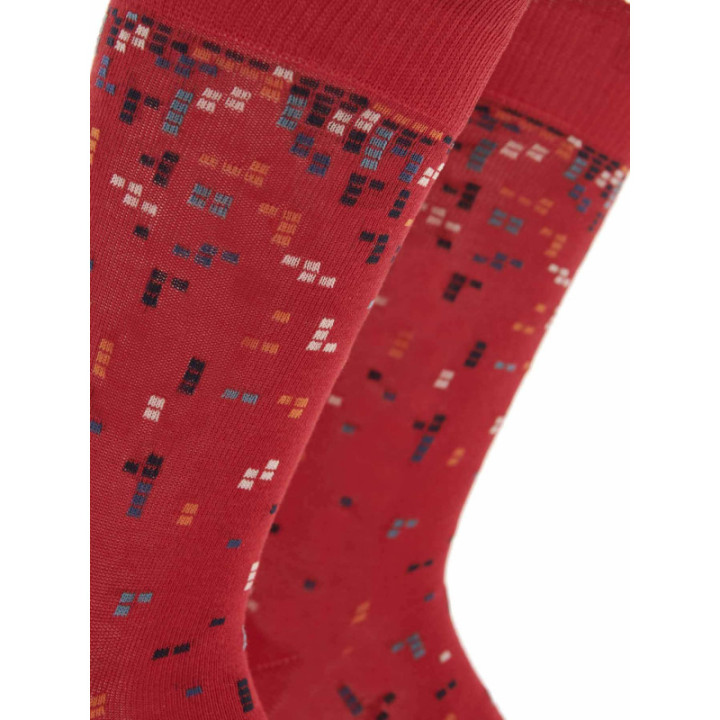 WALK Βαμβακερές κάλτσες με σχέδιο tetris Κόκκινο σκούρο W1064-27_44