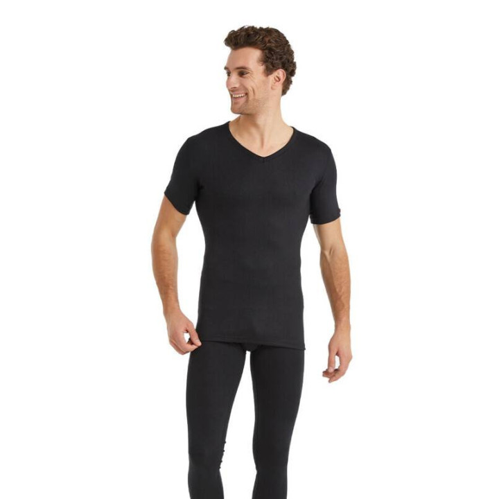 BLackspade Unisex Ισοθερμική Φανέλα με λαιμό V, με Κοντό Μανίκι Μαύρο-Λευκό1263