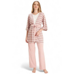 Feyza Set Πιτζάμα Εγκυμοσύνης με ρόμπα PASTEL LOVE HEARTS FZA5080 Ροζ