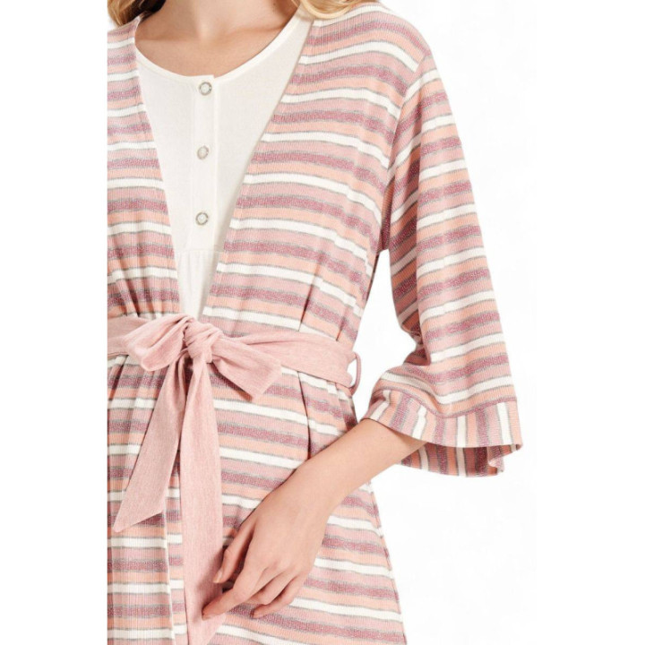 Feyza Set Πιτζάμα Εγκυμοσύνης με ρόμπα PASTEL LOVE HEARTS FZA5080 Ροζ