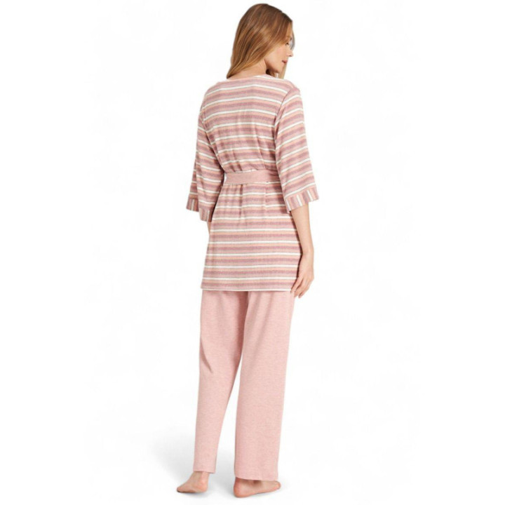 Feyza Set Πιτζάμα Εγκυμοσύνης με ρόμπα PASTEL LOVE HEARTS FZA5080 Ροζ