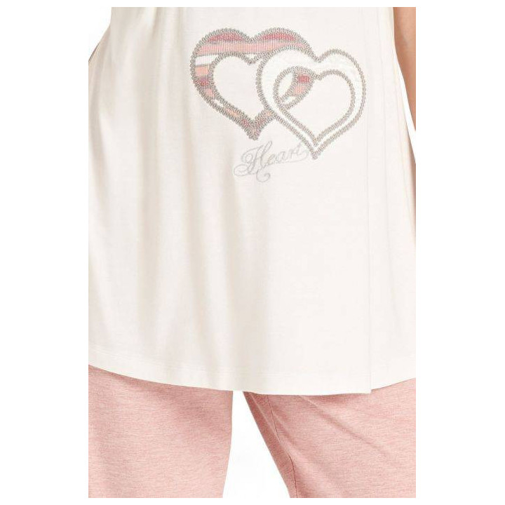Feyza Set Πιτζάμα Εγκυμοσύνης με ρόμπα PASTEL LOVE HEARTS FZA5080 Ροζ