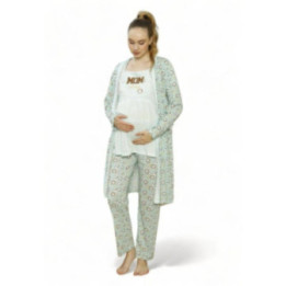Pijamood Set Πιτζάμα εγκυμοσύνης με ρόμπα  MOM'S BABY  PJMD9623 Σιελ