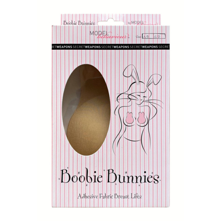 SECRET WEAPONS Boobie Bunnies Lifts Ups - Breast Lift Nipple Covers SW054-1 -Αυτοκόλλητο Σιλικόνης Καλύπτει απο Α έως D Cup Μπεζ