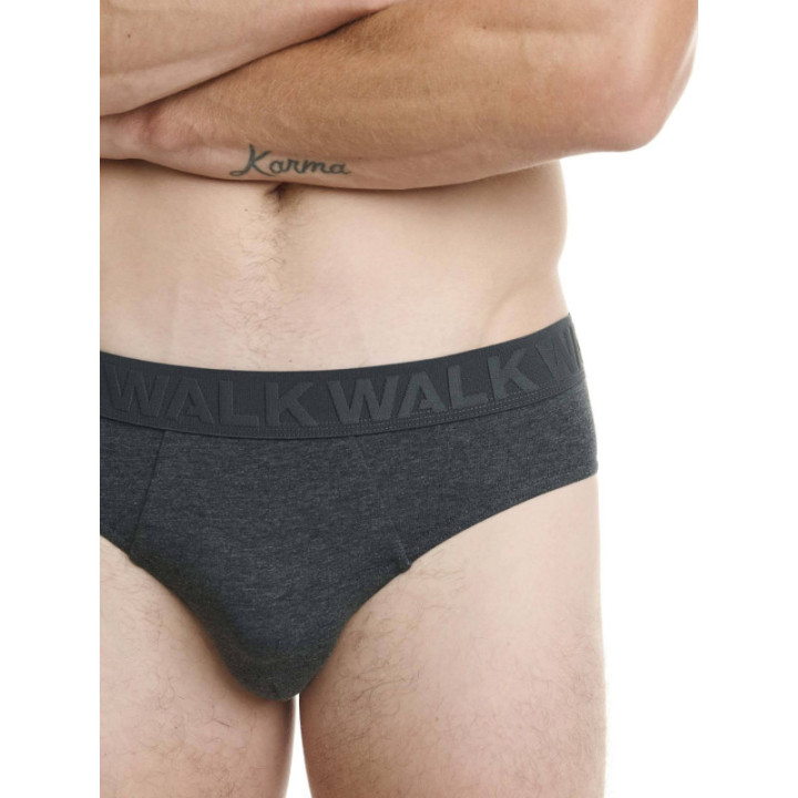 Walk Ανδρικό Βαμβακερό σλιπ με ανάγλυφο λάστιχο (2 τμχ.) W1769-1