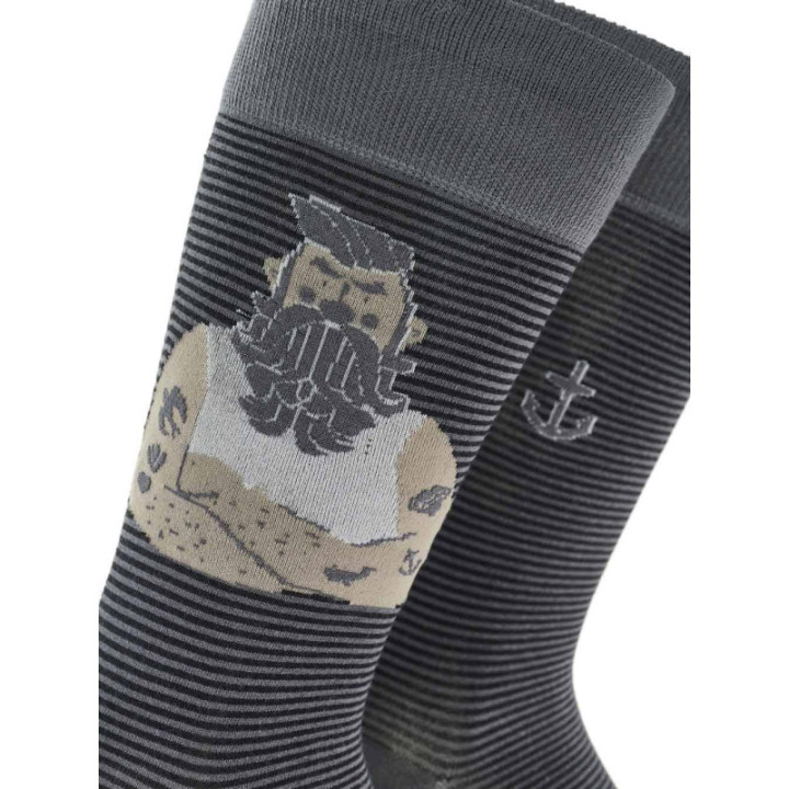 WALK Ανδρικές Κάλτσες από bamboo με σχέδιο sailor Γκρι σκούρο W304-44_10