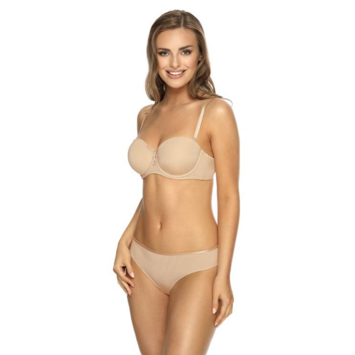 VΙΑΝΙΑ Carola Γυναικείο Σουτιέν μπέζ strapless με μπανέλα και ελαφρά ενισχυση Cup C-D-E 211414