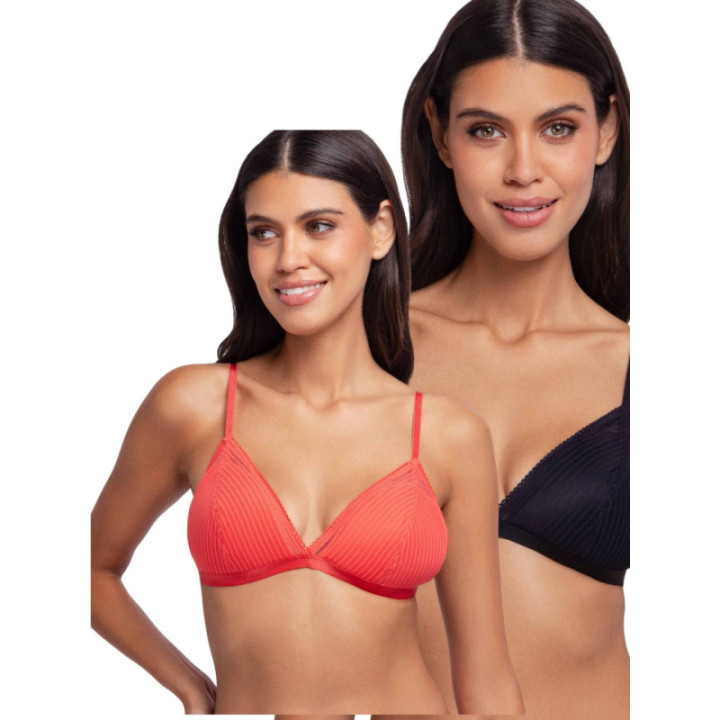 DORINA LAMINA-2ΤΕΜ ΓΥΜΝΑΙΚΕΙΑ BRALETTE FULL CUP | ΕΛΑΦΡΑ ΕΝΙΣΧΥΣΗ | WIRELESS FXBR0048LA077-2X0464 CORAIL/NOIR