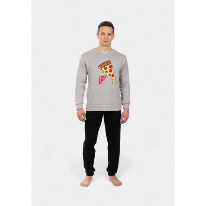 Nina Club Πιτζάμα ανδρική Pizza Γκρι NCM26700 AW2025-26