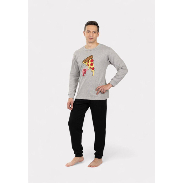 Nina Club Πιτζάμα ανδρική Pizza Γκρι NCM26700 AW2025-26