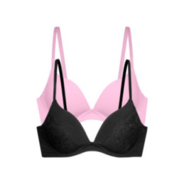 Dorina WILLA Γυναικείο Σουτιέν 2τεμ. PUSH UP PLUNGE BRA Cup-B FXPG0007LA182-2X0490 BLACK/PINK