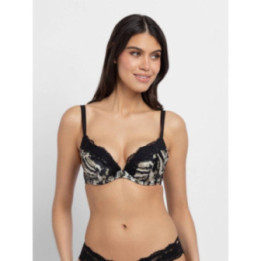 DORINA ORIGINS PRINT ΣΟΥΤΙΕΝ PADDED PUSH UP PLUNGE BRA CUP-B FXPG0054MI127-BK0097 BLACK