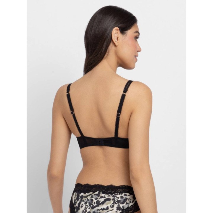 DORINA ORIGINS PRINT ΣΟΥΤΙΕΝ PADDED PUSH UP PLUNGE BRA CUP-B FXPG0054MI127-BK0097 BLACK