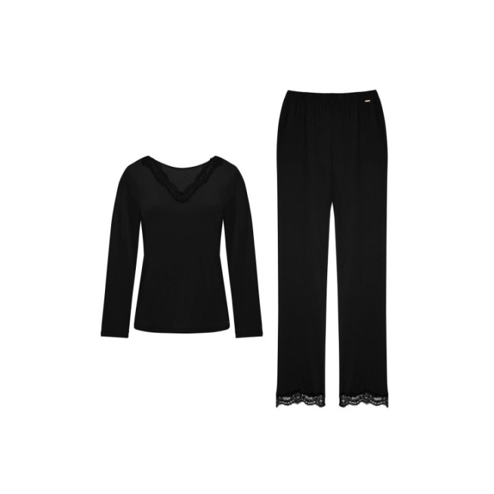 DORINA ORIGINS SET ΓΥΝΑΙΚΕΙΑ ΠΙΤΖΑΜΑ ΜΕ ΔΑΝΤΕΛΑ FXTO0019VI005-ST0001 ΜΑΥΡΟ
