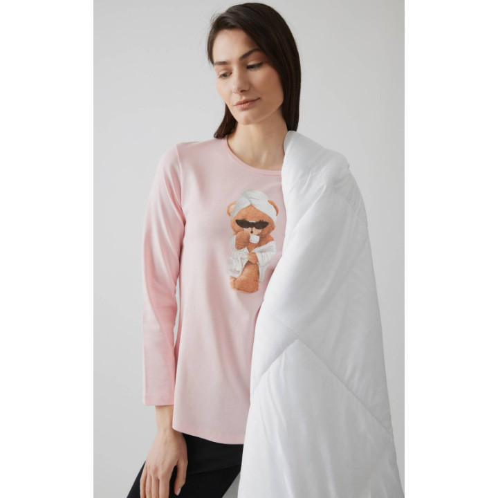 MINERVA Relax Γυναικεία Πιτζάμα 90-52617 ΡΟΖ ΠΟΥΔΡΑ