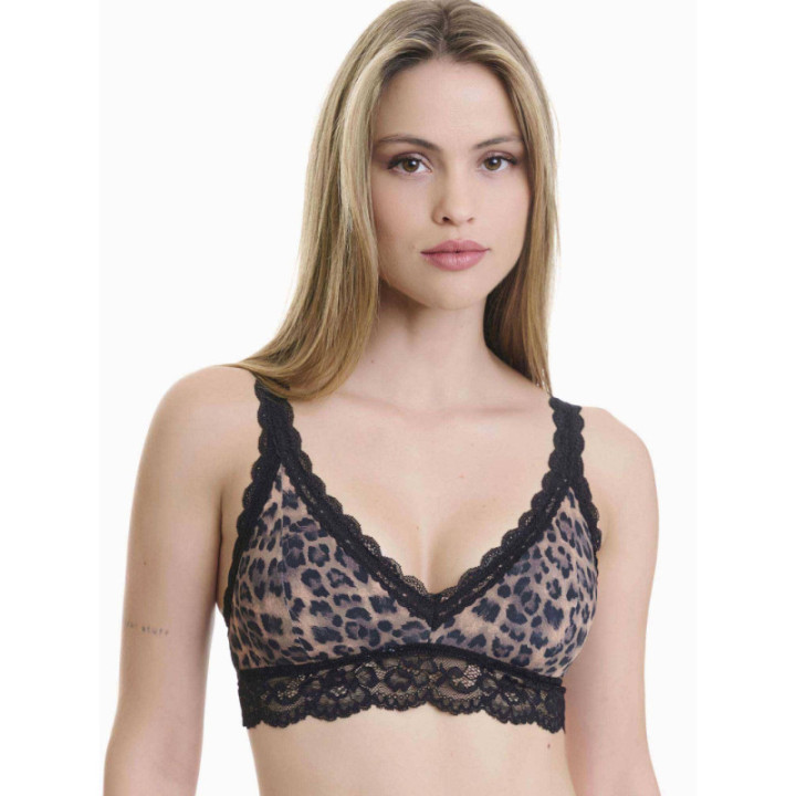 Walk Γυναικεία Bralette από δαντέλα σε λεοπάρ print με αφαιρούμενα cups Multicolor W2240-1_MULTI