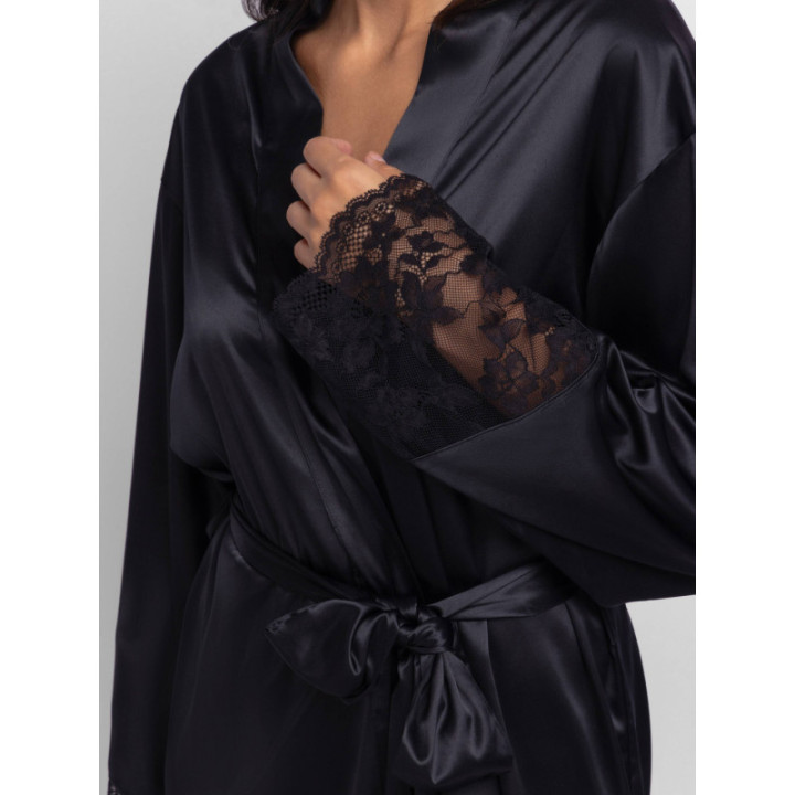 DORINA LYRA SATIN KIMONO ΓΥΝΑΙΚΕΙΑ ΡΟΜΠΑ ΜΑΥΡΗ FXKI0005LA182-BK0001 AW 2025-26