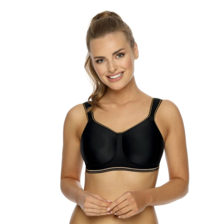 VIANIA Sport- Αθλητικό Σουτιέν Χωρίς μπανέλα, φαρδιές τιράντες στήριξης, δυνατό κράτημα, υψηλή λειτουργικότητα, Μαύρο BH 141472