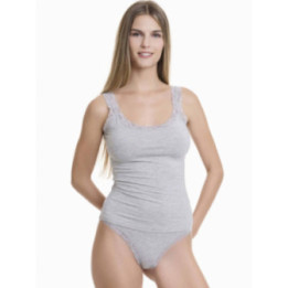 Walk Φανέλα Τοπ από bamboo με δαντέλα Γκρι Μεσαίο W2206_49