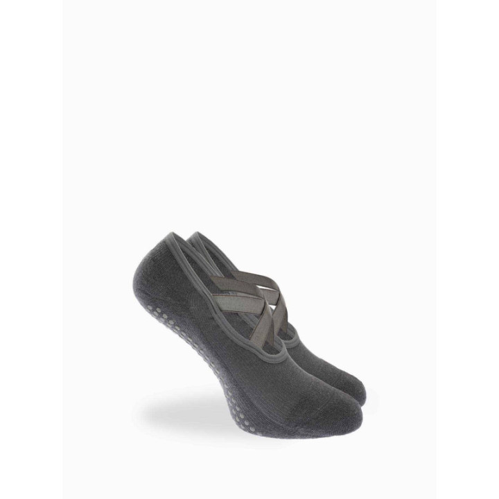 WALK Κάλτσες Γιόγκα - Pilates με σταυρωτά λάστιχα & αντιολισθητικό πάτο Γκρι Σκούρο W145-1_10