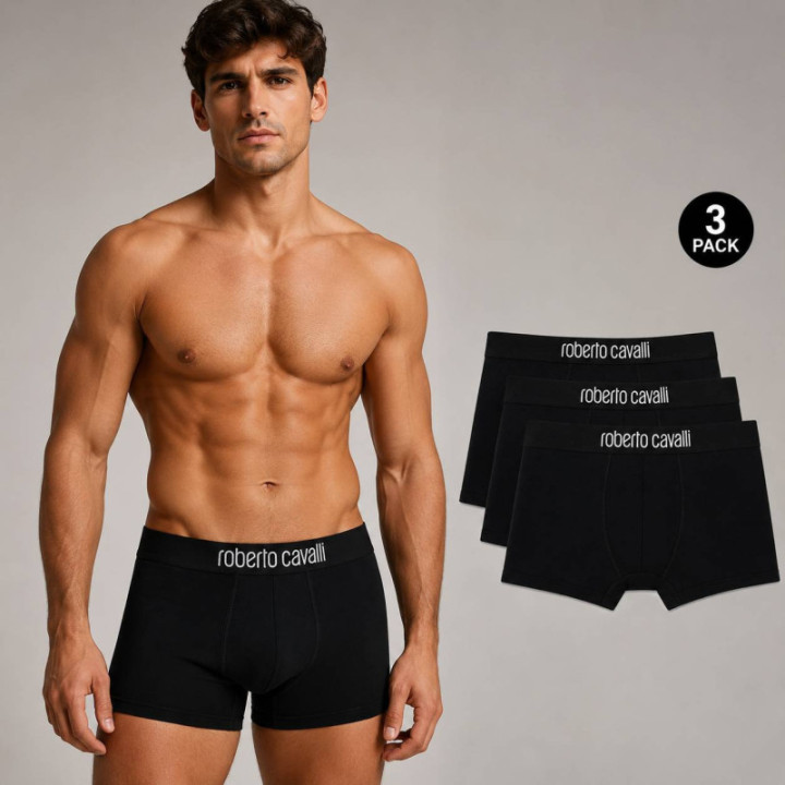 Roberto Cavalli Underwear Set 3Τεμ. Boxer-Trunk WSO00A-CE001 Μαύρο
