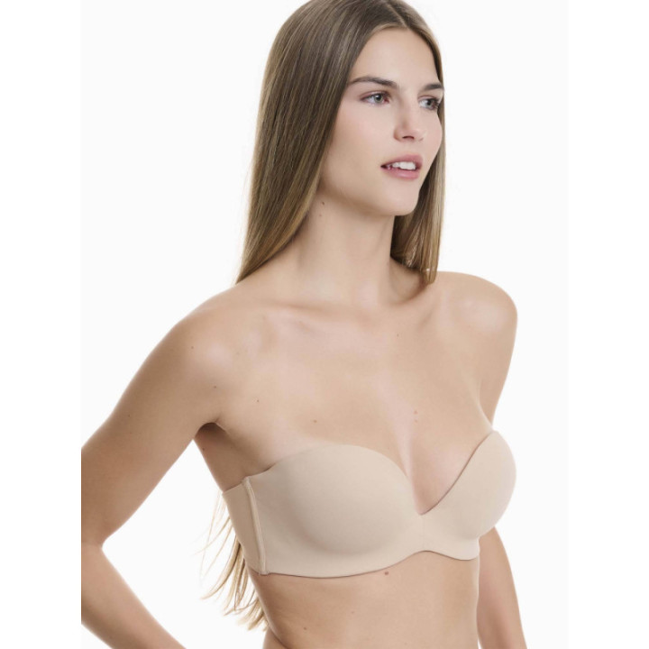 WALK ΓΥΝΑΙΚΕΙΟ STRAPLESS PUSH-UP ΣΟΥΤΙΕΝ ΜΕ ΑΦΑΙΡΟΥΜΕΝΑ PADS CUP B-C-D W2272_19 ΜΠΕΖ ΑΝΟΙΚΤΟ