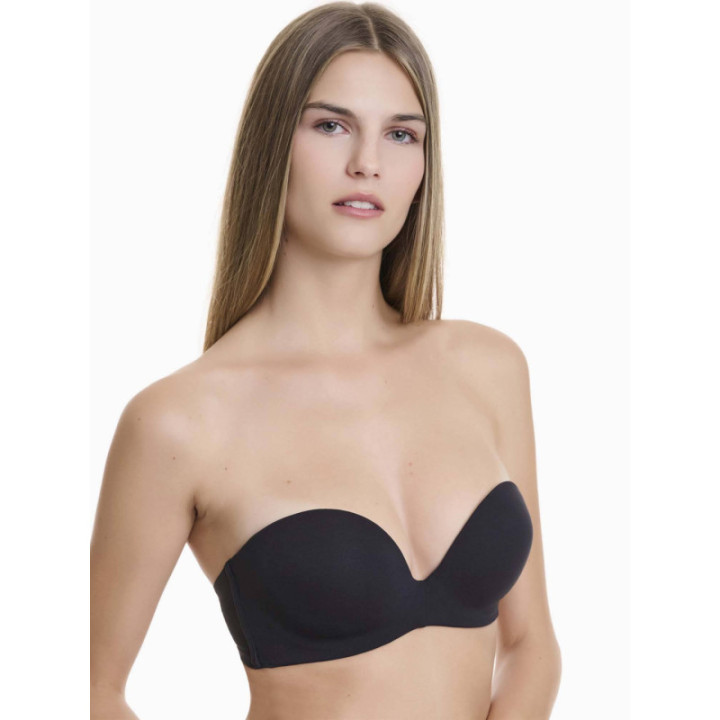 WALK ΓΥΝΑΙΚΕΙΟ STRAPLESS PUSH-UP ΣΟΥΤΙΕΝ ΜΕ ΑΦΑΙΡΟΥΜΕΝΑ PADS CUP B-C-D W2272_02 ΜΑΥΡΟ