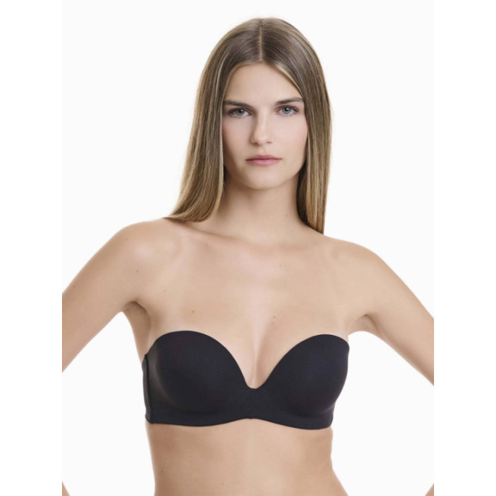 WALK ΓΥΝΑΙΚΕΙΟ STRAPLESS PUSH-UP ΣΟΥΤΙΕΝ ΜΕ ΑΦΑΙΡΟΥΜΕΝΑ PADS CUP B-C-D W2272_02 ΜΑΥΡΟ