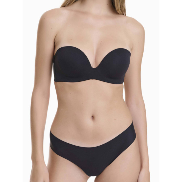 WALK ΓΥΝΑΙΚΕΙΟ STRAPLESS PUSH-UP ΣΟΥΤΙΕΝ ΜΕ ΑΦΑΙΡΟΥΜΕΝΑ PADS CUP B-C-D W2272_02 ΜΑΥΡΟ