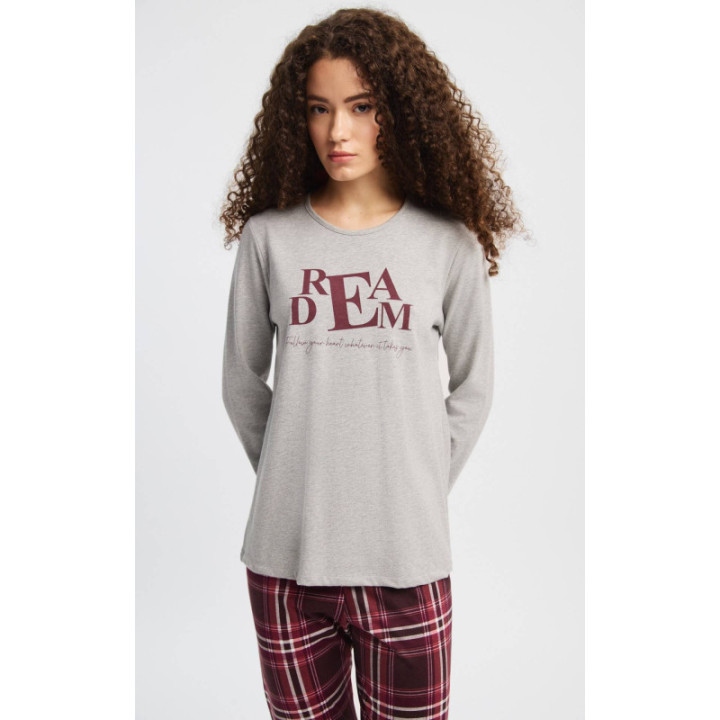 MINERVA Dream Καρό Γυναικεία Πυτζάμα 90-53424-23 ΓΚΡΙ ΜΕΛ. AW 2026-27