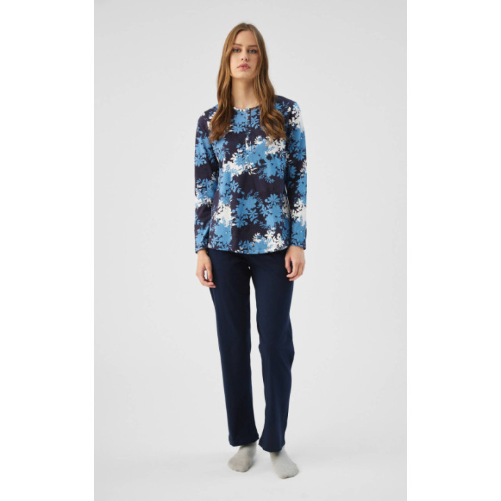 MINERVA Blue Floral Γυναικεία Πυτζάμα με Πατιλέτα 90-53445-393 MARIN-RAF A/O AW 2026-27