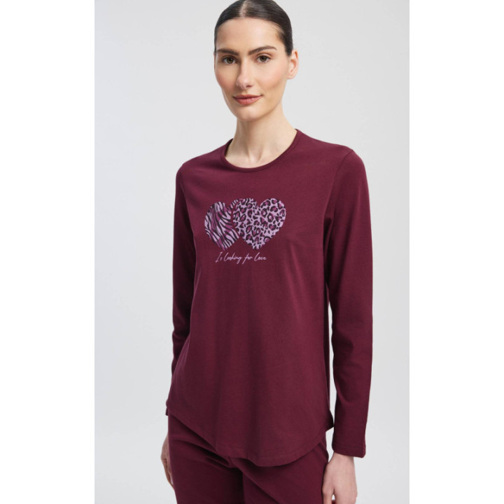 MINERVA Καρδιές Γυναικεία Πυτζάμα 90-53472-753 Μπορντω AW 2026-27