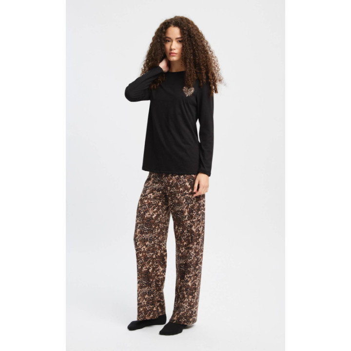 MINERVA Floral- Animal Γυναικεία Πυτζάμα 90-53518-405 BLACK-BROWN LEOPARD AW 2026-27
