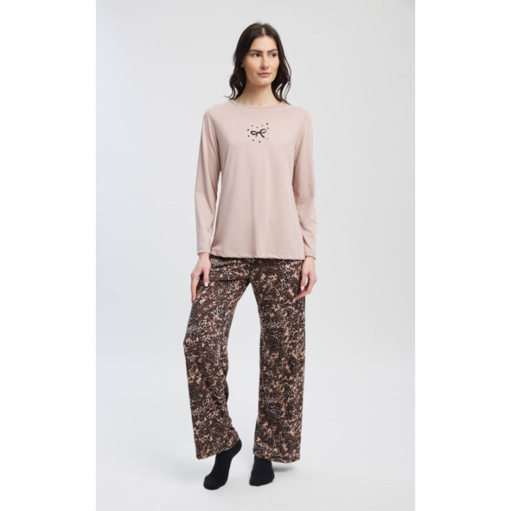 MINERVA Floral- Animal Γυναικεία Πυτζάμα 90-53518-856 BEIGE-BROWN LEOPARD AW 2026-27