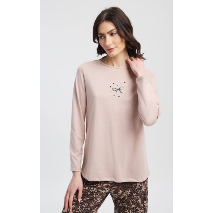 MINERVA Floral- Animal Γυναικεία Πυτζάμα 90-53518-856 BEIGE-BROWN LEOPARD AW 2026-27