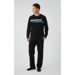 Minerva Stripes Ανδρική Πυτζάμα 90-71468-45 ΜΑΥΡΟ AW 2026-27