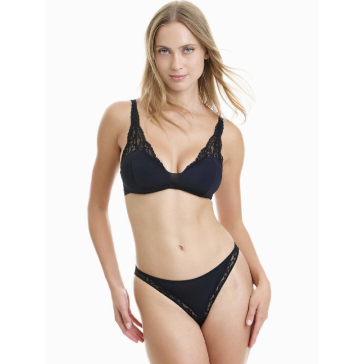 Walk Τάνγκα από δαντέλα και microfiber Μαύρο W2041-2_02
