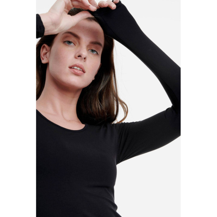 WALK  ΓΥΝΑΙΚΕΙO TOP ΜΑΚΡΥ ΜΑΝΙΚΙ ΛΑΙΜΟΚΟΨΗ BAMBOO W2204