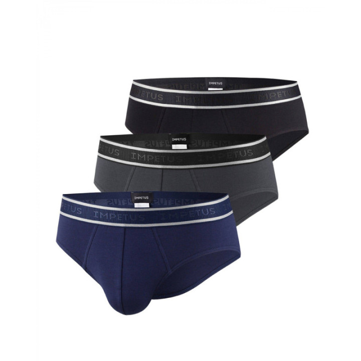 IMPETUS 3 PACK BRIEFS-SLIP  COTTON STRETCH ΜΑΥΡΟ-ΓΚΡΙ-ΜΠΛΕ REF.: P030021 F93