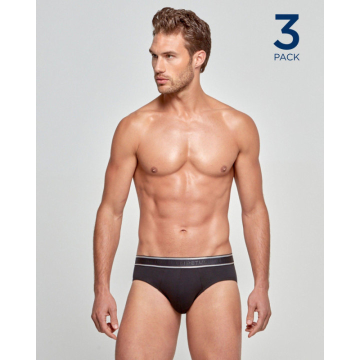 IMPETUS 3 PACK BRIEFS-SLIP  COTTON STRETCH ΜΑΥΡΟ-ΓΚΡΙ-ΜΠΛΕ REF.: P030021 F93