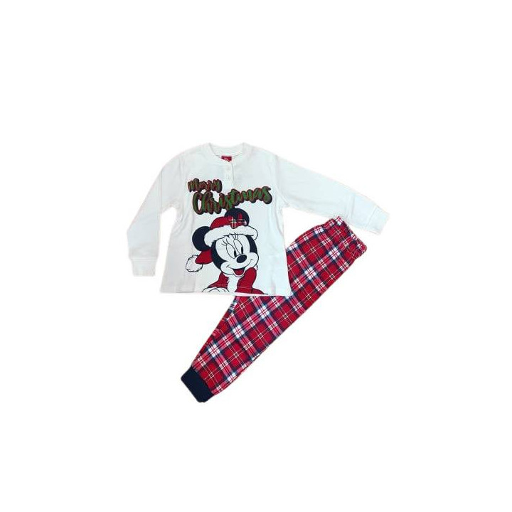 DISNEY MINNIE Χριστουγεννιάτικη πιτζάμα για Κορίτσι Μπέζ - κόκκινη καρό ΚΩΔ:DY50M4620