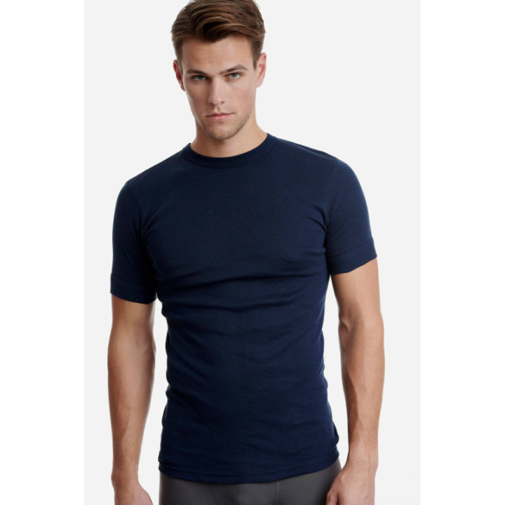 WALK ΑΝΔΡΙΚΟ ΒΑΜΒΑΚΕΡΟ T-SHIRT ΛΑΙΜΟΚΟΨΗ W1970 ΜΠΛΕ