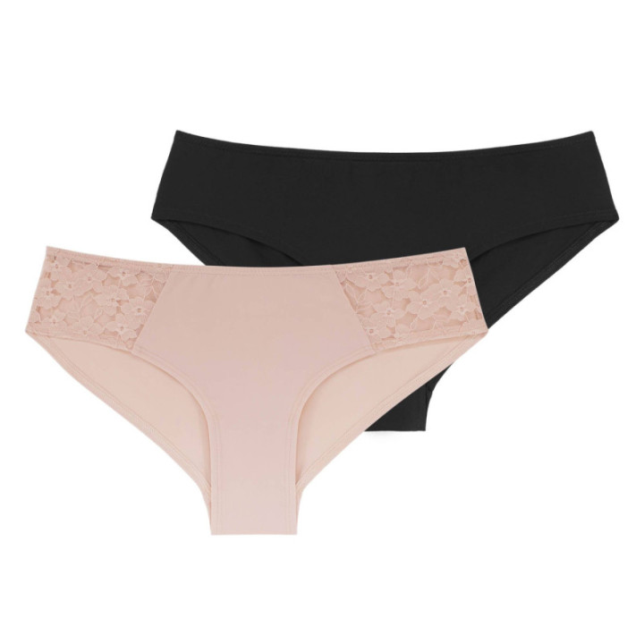 DORINA Γυναικείο Slip Rue Cheekey Hipster - Set 2TEM D001414LA070-2X0181 Ροζ - Μαύρο