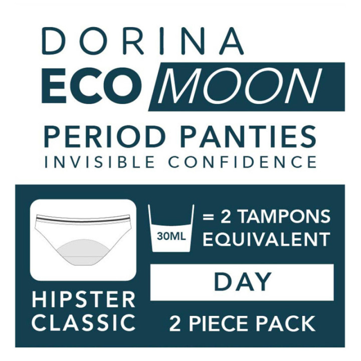 DORINA ΕΣΩΡΟΥΧΑ ΠΕΡΙΟΔΟΥ ECO MOON-2PP HIPSTER CLASSIC PERIOD PANTIES D000157MI001-2X0010 SET 2TEM ΜΑΥΡΟ