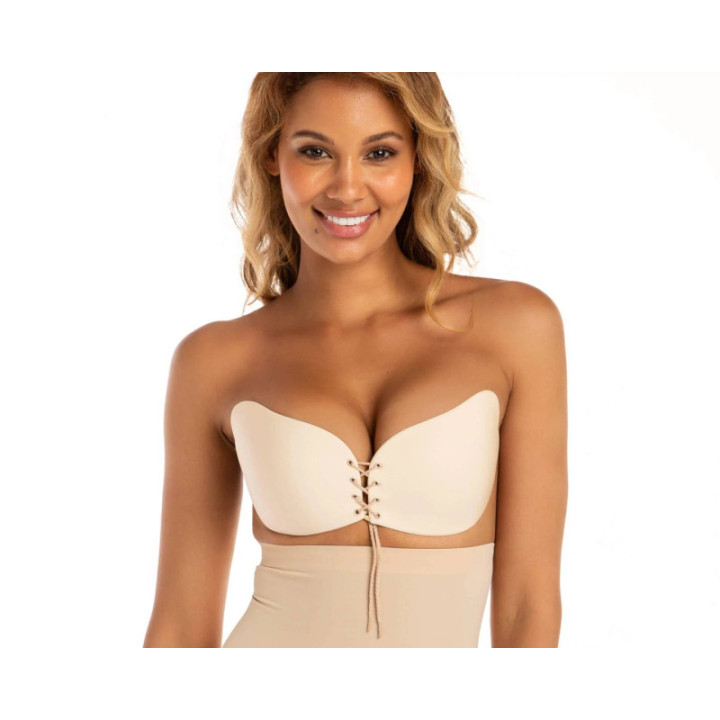 SECRET WEAPONS Αυτοκόλλητο Σουτιέν Lace Push Up Bra (Cups) CUP B-C-D-E Μπεζ SW045